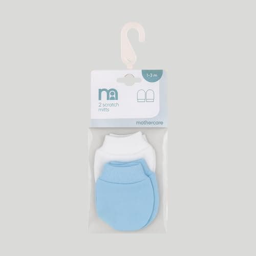 Mothercare Boys Cuddle Me Mittens - Pack of 2 - Blue/White 2