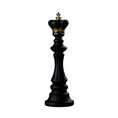 OJIVA® 3 Pieces Chess King Queen Knight Statue European Design Chess Piece Decor Set Creative Design King Figurine for Study Room, Office, Hotel Lobby, Black, King