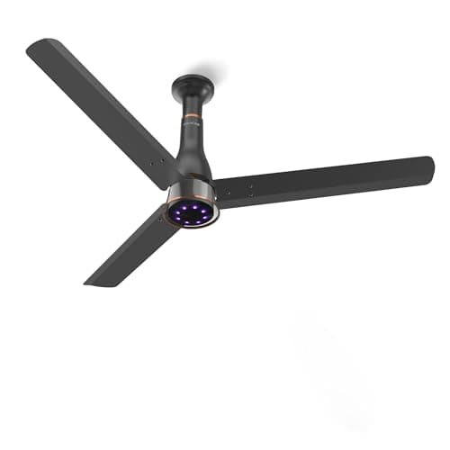 Polycab Wizzy Prime 1200mm BLDC Ceiling Fan with remote |BEE 5 Star Rated, Higher Air Delivery|LED Indicator,Reverse,Boost,Sleep and Breeze Mode,Free Installation|3 Years Warranty 【Matt Black】 2