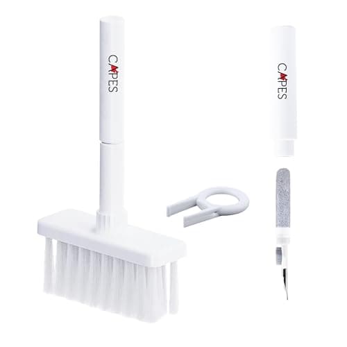 Capes 5 in 1 Multipurpose Device Cleaner Cleaning Tool Kit Set for Mobile Smartphones, Laptop, Computer, MacBooks, Desktop, Earphones, AirPods, Electronic Gadget Cleaner, Keyboard Cleaning Kit - White