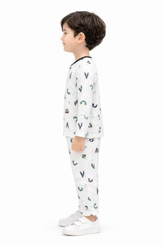 3BROS Cotton Bodysuit Dress with Full Pajama and Full Sleeves Night Suit Top Combo Set for Boys & Girls Baby Home Wear and Sleepwear Pack of 1 (Multicolor 30, 18-24 Months) 2
