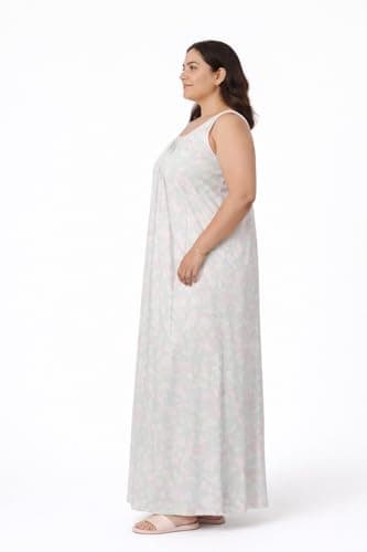 Manvicare Women's Plus Size Sleeveless Nightgown, Pastel Tie-Dye Print, Heavy Cotton Maxi Length Sleep Dress - Weight 410 Grams (Multicolor, 9XL) 2