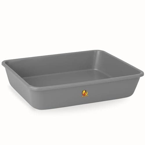 Foodie Puppies Litter Tray for Cat and Kitten - Grey (Small, Plain Rectangle Tray) | Reduces Odor, Perfect Starter for Toilet/Potty Training | Cat Litter Tray for All Breeds (49 x 38 x 15 cm)