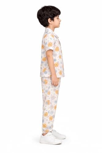 3BROS Unisex Pure Cotton Short Sleeve Kids Night Dress for Boys & Girls Nightwear/Sleepsuit/Sleepwear/Loungewear Night Suit for Boys and Girls Top and Pyjama Combo Set (Multicolor-22, 7-8 Years) 2