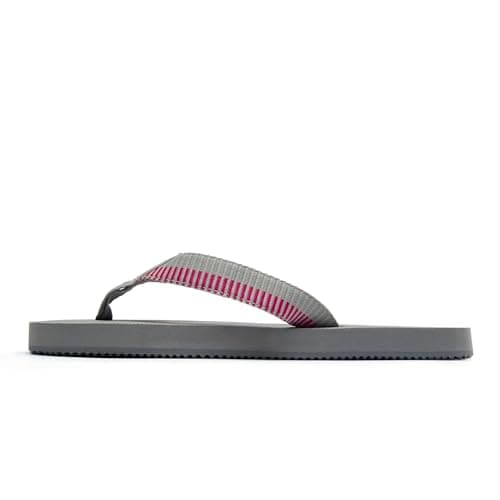 Skechers Womens COURTWALD INDIA Grey Hot Pink Casual Flip Flops, 6 UK 4