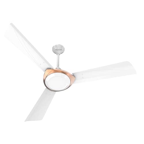 Polycab Superb Neo Star Rated, 1200mm Ceiling Fan For Home | High Speed & Air Delivery | Saves Up To 33% Electricity, 100% Copper, Rust-Proof Blades, 52 Watt | 2-yr Warranty【White Bronze Gold】