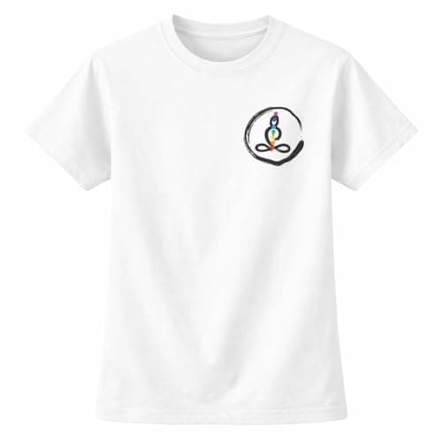 Women's Chakra Meditation T-Shirt, White Cotton Tee with Yoga Symbol and Spiritual Design (in, Alpha, L, Regular, White) 5