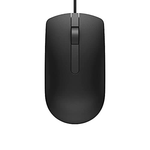 Dell MS116 Wired Mouse, 1000 DPI, Scrolling Wheel, 2 Buttons, 1 x USB, Optical LED Tracking, Plug and Play, Scrolling Wheel, Black