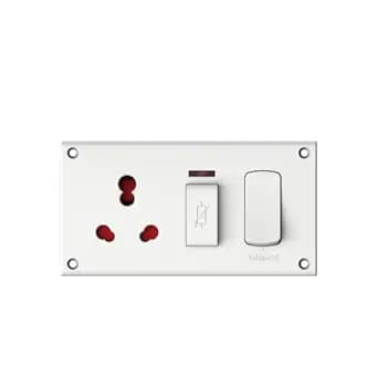 Goldmedal Essenza 16A Switch Socket with Junction Box | Heavy-Duty Power Socket for Home & Office | Modular Combined Plate with Switch & Indicator (Pack of 5)