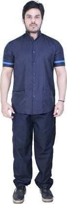 FABUNIFORMS Male Housekeeping, Hotel Staff, Hospital Staff Uniform Set For Men Staff (Dark Blue, 40)