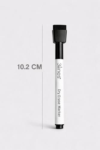 3 Lines Magnetic Whiteboard Marker Pens with Top Cap Duster | Strong Fridge Magnet Marker | Quick Dry and Wet Cleaning| No Smearing | Black (Set of 2) 2
