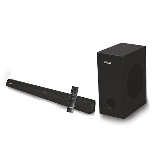 Aiwa Signature Sound | Soundbar with Bluetooth V5.3 and Powerful Bass, 5.25 Inches Subwoofer, 2.1 Channel with Remote Control, SD Card HDMI AUX USB 120W Surround Sound | KANDO - AW-SSB120 (Black)