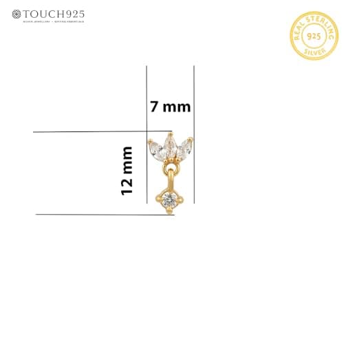 TOUCH925 Pure 925 Silver Lotus Cluster Dangling Nose Pin for Women 4