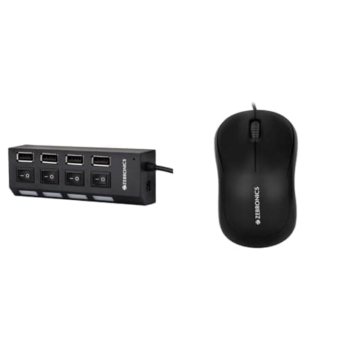 ZEBRONICS 150Hb 4 Port USB Hub with Dedicated On/Off Switch, Led Indicators, 45Cm Cable Length, Opti