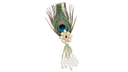 GmeVibe Gift Jaipur Morepankh Peacock Feather Brooch Green | Traditional Ethnic Pin for Saree, Kurta & Blazer | Decorative Fashion Accessory for Men & Women