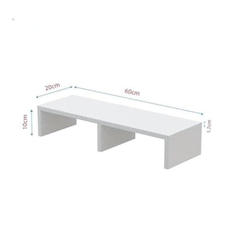 flux Monitor Stand Wooden | Monitor Stand Riser | PC Stand For Desktop Table | , with 3 leg support, Non-Slip | Material: Particle Board Wood | Size: (59.5 cm x 20cm x 12cm) white 4