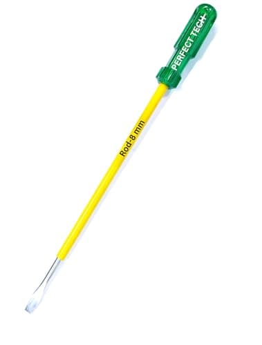 PERFECT TECH 12 Inch Rod (300x8mm) Screwdriver | Steel 2 in 1 Screw Driver | Electrical Works | Hand Tools | Screwdriver Set Tools Kit | Green & Yellow (812)
