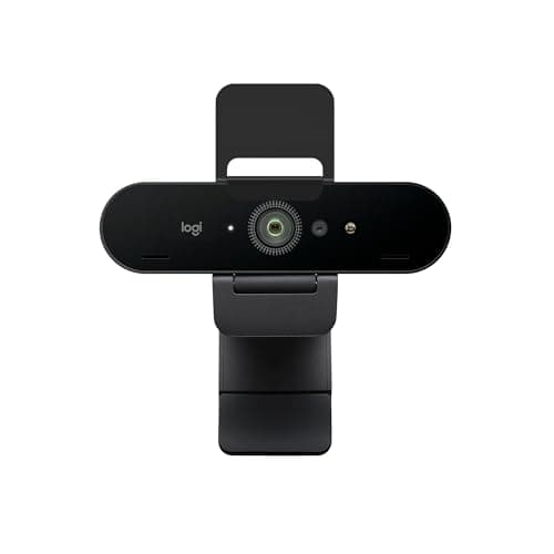 Logitech Brio 4K Webcam, Ultra 4K HD Video Calling, Noise-Canceling mic, HD Auto Light Correction, Wide Field of View, Works with Microsoft Teams, Zoom, Google Voice, PC/Mac/Laptop/Tablet, Black