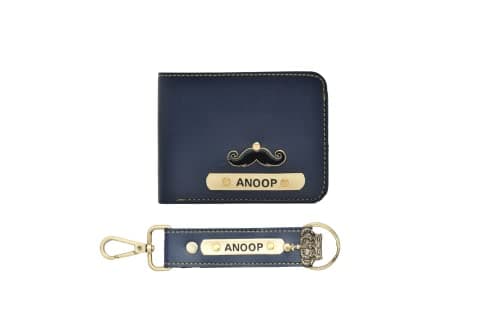 YOUR GIFT STUDIO Customised Nexon Leather Wallet Gift Set for Men - Personalised Set for Men | Stylish Wallet for Man - Perfect Birthday & Anniversary Gift for Husband - Blue