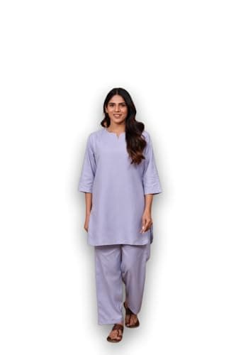 RANGRIKA.in Solid Co-Ord Set for Women | Straight Fit Kurta Pant Set | Minimal Ethnic Wear Office Wear | Casual Stylish Outfit