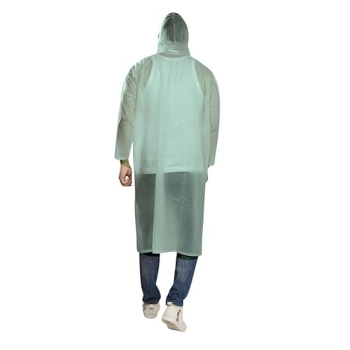 Prince Heavy Quality Reusable Rain Poncho with Hood – Waterproof Full-Length Unisex Raincoat for Men & Women – Thick & Durable Monsoon Wear for Travel, Bike & Outdoor - Green 4