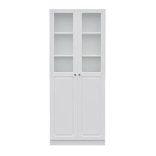 Wakefit Huxley 6 Big Shelves Bookshelf - Glass + Wood Shutter - White Carcass + White Shutters 3