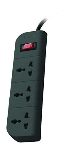 Belkin 3-Socket Extention Board with Surge Protector Universal Socket with 5Ft (1.5-Meter) Heavy Duty Cable Overload Protection, Comes with 5 Years Manufacturer Warranty, Grey Color, 350 Volts