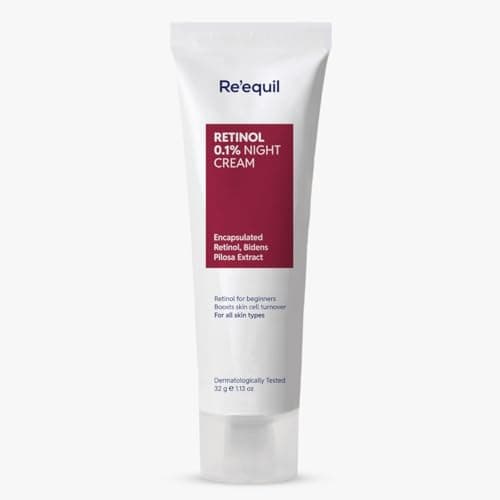 RE' EQUIL 0.1% Retinol Night Cream | Repairs Wrinkles & Fine Lines | Improves Skin Firmness | Beginner Friendly | All Skin Types | Anti Aging Cream For Women & Men 32G