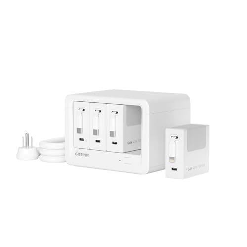 Gitryin 12-in-1 Desktop Charging Station with 3 Retractable Type-C Chargers and 1 Lightning Charger, 40W USB-C Power Strip with 31.5in Cable, Extension Cord with 1020J Surge Protection for Home Office