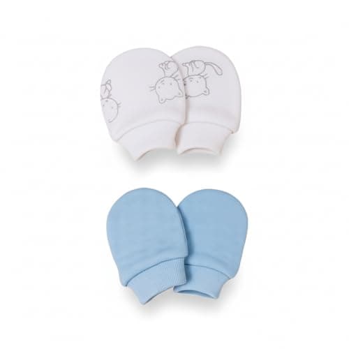 Mothercare Boys Cuddle Me Mittens - Pack of 2 - Blue/White