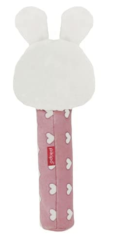Pikipo Bunny Face Rattle Soft Toy(Plush) for Baby with Squeeze Handle for Squeaky Sound (Pink) 4