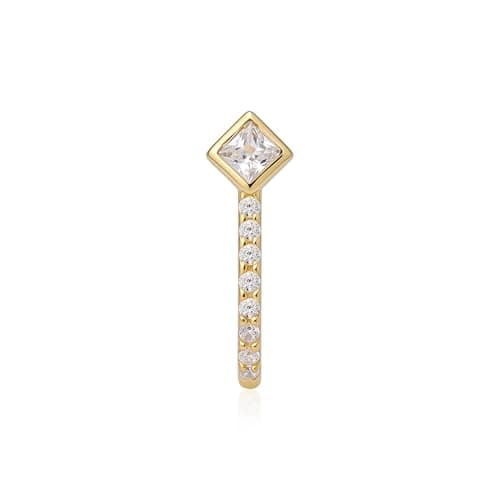 TOUCH925 Pure 925 Silver Square Zircon Solitaire Nose Pin for Women 2