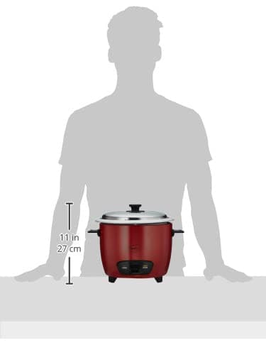 Pigeon by Stovekraft Ruby Rice Cooker with Single pot, 1.8 litres.(Red) | Stainless Steel Lid | 700 Watts | 1 Aluminium Cooking Pot | Measuring Cup| Spatula | Energy Efficient Cooking 3