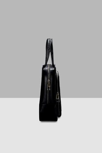 akinna Verona Signature Business Bag – Glossy Croc Finish with Laptop Compartment, Midnight Black 5