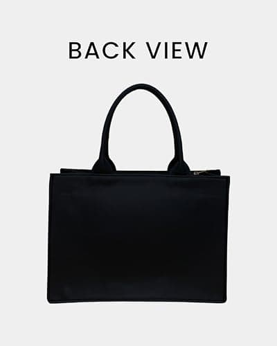 Royal Charm Voguish Customized Tote Bag | HD Printed Floral Black Tote | Personalized Name Tote | Large 16x11x5 Inch Shoulder Bag | Gift for Women 5