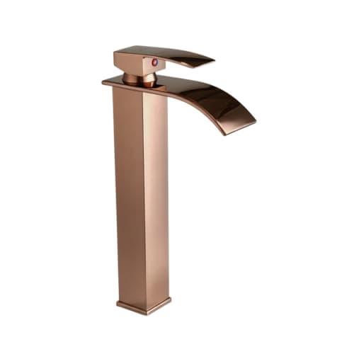 24x7 eMall Rose Gold Tall Waterfall Faucet Waterfall Single Lever Basin Mixer Rosegold Waterfall Tall, SS Material, 12 Inches Height Rosey