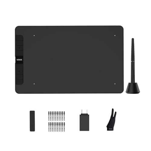 VEIKK VK1060 Drawing Tablet, 10 x 6" /25.4 x15.2cm Graphics Pen Tablet with 8 Shortcut Keys, 8192 Levels Battery Free Pen Supports Tilt Function, Work for Digital Art Drawing, Animation, Design, Black