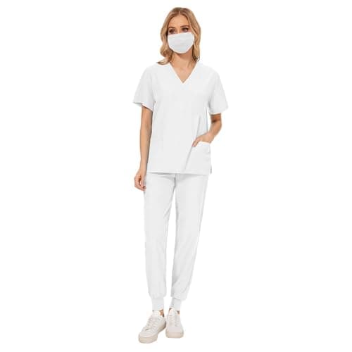 BNF® Women Scrubs Sets Female Nurse Top Pants with Pockets Elastic Waist Workwear S|Clothing, Shoes & Accessories | Uniforms & Work Clothing |Sets|1 Set Nursing Scrub Uniform