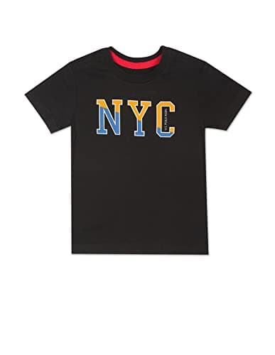 U.S. POLO ASSN. Regular Fit Boys Tshirt - Brand Printed, Ribbed Crew Neck, Short Sleeves T Shirt for Kids, Pack of 2 -ES, Orange & Black 4