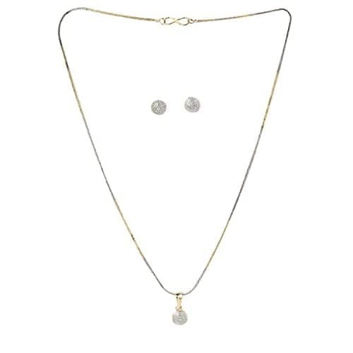 ZENEME Jewellery Set Gold Plated American Diamond Traditional Stylish Pendant Set, Ring, Bracelet with Earring Jewellery for Women & Girls 4