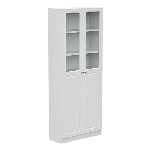 Wakefit Huxley 6 Big Shelves Bookshelf - Glass + Wood Shutter - White Carcass + White Shutters 4