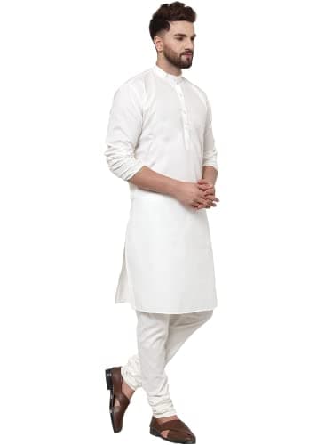 Enmozz Men's Festival Kurta Pyjama Set White