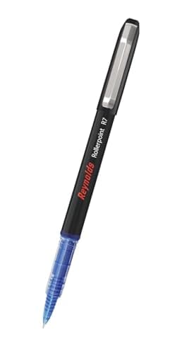 REYNOLDS ROLLER POINT Pen R7 Pack of 2 Blue (Pouch) | Stylish Metal Clip Premium Look Rollerball Point Pen for Men Women Students & Office Professionals | Refillable | Smooth & Effortless Writing 4