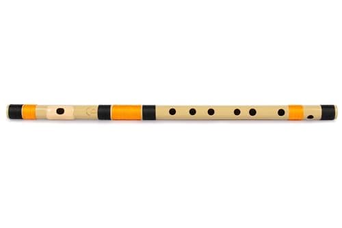 Radhe Flutes | D Natural Right Handed Middle Bansuri | Black & Orange | Tuned With Tanpura A=440Hz | PVC Flute + Hindi & English Flute Lessons