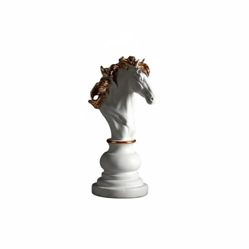 SNAPPSY Resin Chess Piece Decor Fine Craftsmanship Resin Chess Figurine King Queen Horseman Sculpture Elegant Design Collectible, White, Knight