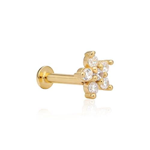 TOUCH925 Pure 925 Silver Radiant Floral Nose Pin for Women