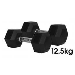 RUBX Rubber Coated Professional Exercise Hex Dumbbells (Pack of Two) 12.5 Kg x 2pc (Total = 25 kg) 2