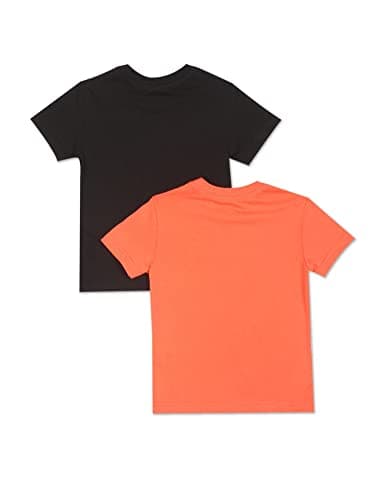 U.S. POLO ASSN. Regular Fit Boys Tshirt - Brand Printed, Ribbed Crew Neck, Short Sleeves T Shirt for Kids, Pack of 2 -ES, Orange & Black 2