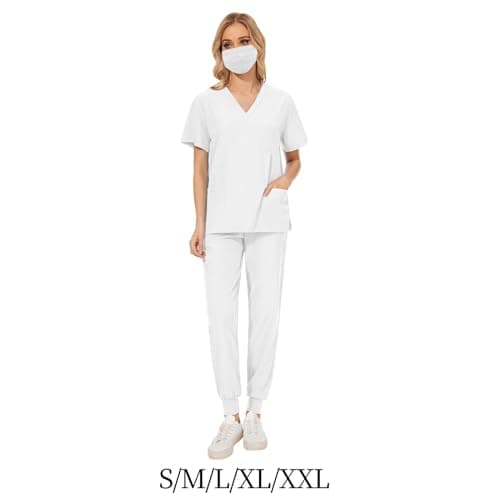 BNF® Women Scrubs Sets Female Nurse Top Pants with Pockets Elastic Waist Workwear S|Clothing, Shoes & Accessories | Uniforms & Work Clothing |Sets|1 Set Nursing Scrub Uniform 3