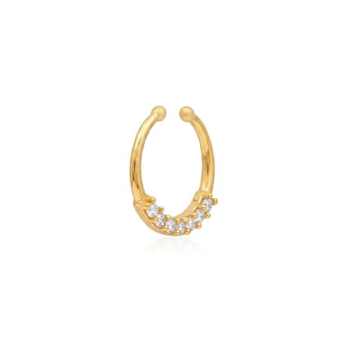 TOUCH925 Pure 925 Silver Classic Zircon Hoop Nose Ring for Women 3